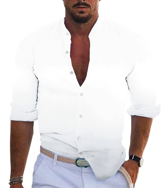 男数码印有袖口有袖衩立领长袖衬衫-LTM100214 - 四面弹-120g/S